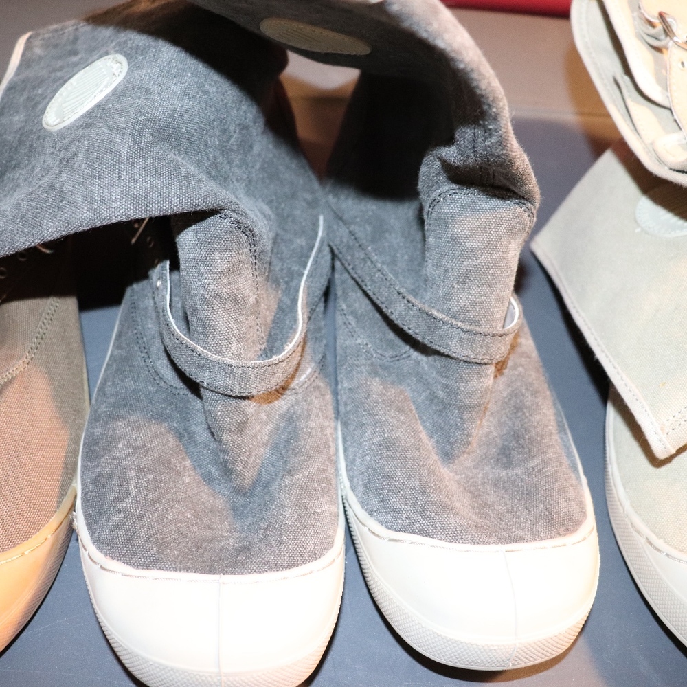 Black/Gray Cotton Boots/Booties